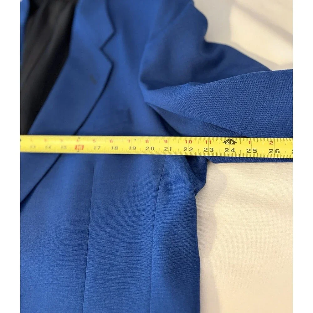 VTG PIERRE CARDIN Blazer Men 44 Royal Blue Single Breasted 2 Button Gold Accent